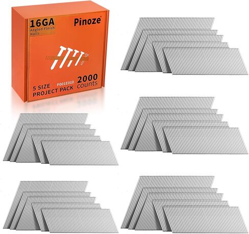 16 مسامير نهائية بزاوية قياس، 20 درجة، عدد 2000 (2-1/2 بوصة، 2 بوصة، 1-3/4 بوصة، 1-1/2 بوصة، 1-1/4 بوصة) 16GA مسامير تشطيب مجلفنة، مسامير مسدس تأطير متنوعة لمسامير المسامير الهوائية والكهربائية in Kuwait