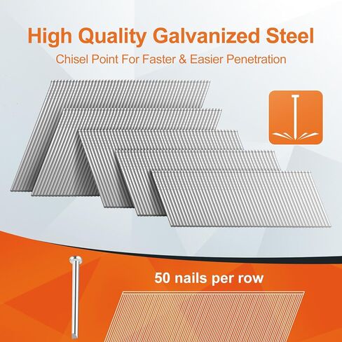 16 مسامير نهائية بزاوية قياس، 20 درجة، عدد 2000 (2-1/2 بوصة، 2 بوصة، 1-3/4 بوصة، 1-1/2 بوصة، 1-1/4 بوصة) 16GA مسامير تشطيب مجلفنة، مسامير مسدس تأطير متنوعة لمسامير المسامير الهوائية والكهربائية in Kuwait