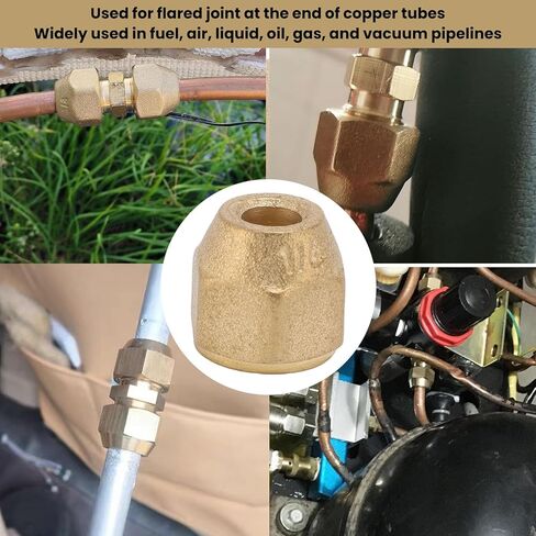 10PCS 1/4 Imperial Air Conditioning Copper Tube Connection Reinforced Nuts Forged Nuts Resistance to High Pressure Without Cracking for Industrial Piping Systems in Saudi Arabia