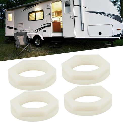 4 قطع من ECSiNG 3/4 بوصة BSP صامولة موصل خزان بلاستيكي للسيارة مع غسالة مطاطية لمنزل متنقل قافلة CampervanMotorhome Caravan Campervan (أبيض) in Kuwait