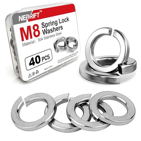 غسالات قفل زنبركي M8 من الفولاذ المقاوم للصدأ، غسالات قفل مطاطية فضية للبراغي والصواميل والمسامير، 40 قطعة in Kuwait