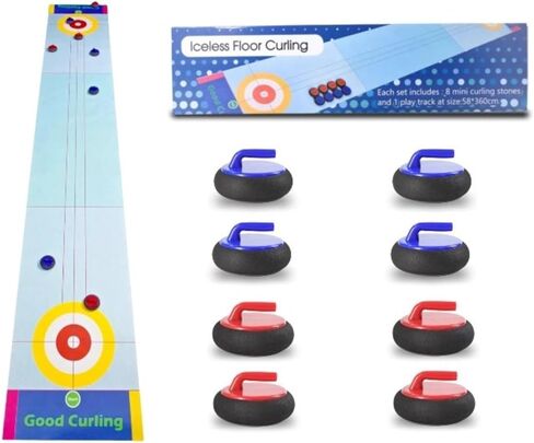 Curling Zone – Indoor Operated Curling Set – Fun Family Game for Kids and Adults – 8 Curling Stones and Floor Mat – Olympic Sport Party Game Equipment – Age 3+ in Kuwait