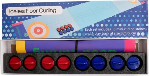 Curling Zone – Indoor Operated Curling Set – Fun Family Game for Kids and Adults – 8 Curling Stones and Floor Mat – Olympic Sport Party Game Equipment – Age 3+ in Kuwait