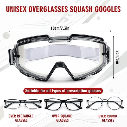 Xuhal Overglasses نظارات واقية لكرة المضرب فوق النظارات نظارات الاسكواش نظارات مضادة للضباب والخدش نظارات حماية للاسكواش الداخلي in Kuwait