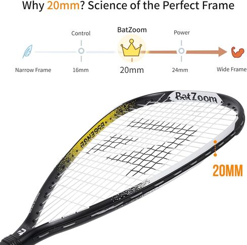 BatZoom Racquetball Racket with Cover, One-Piece Construction and Lightweight Design for Enhanced Control & Power - Perfect for Beginners and Intermediate Players in Saudi Arabia