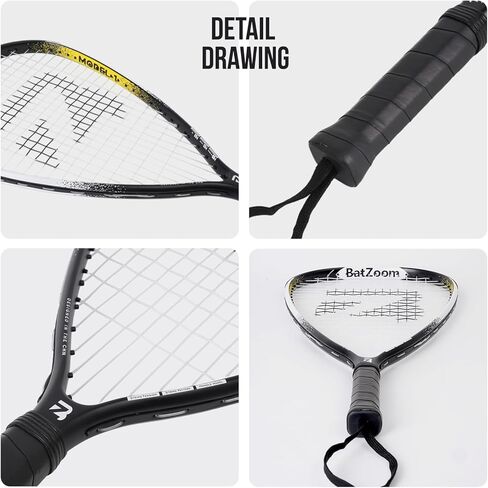 BatZoom Racquetball Racket with Cover, One-Piece Construction and Lightweight Design for Enhanced Control & Power - Perfect for Beginners and Intermediate Players in Saudi Arabia
