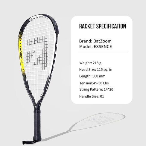 BatZoom Racquetball Racket with Cover, One-Piece Construction and Lightweight Design for Enhanced Control & Power - Perfect for Beginners and Intermediate Players in Saudi Arabia