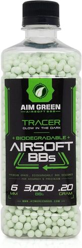 Aim Green Tracer BBS قابلة للتحلل الحيوي، BBS تتوهج في الظلام، عدد 3000، .20، .25، .32 جرام in Kuwait