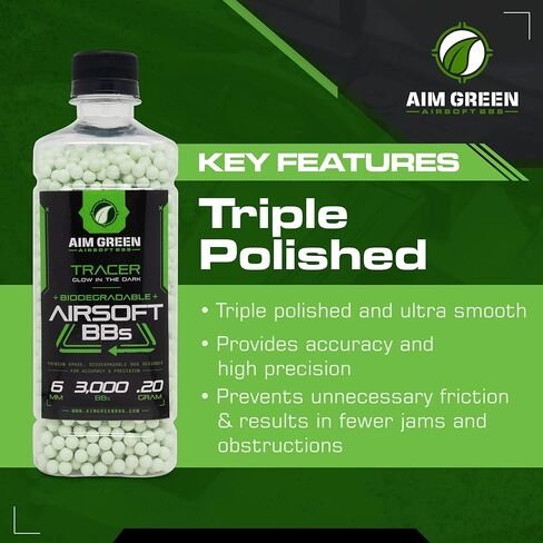 Aim Green Tracer BBS قابلة للتحلل الحيوي، BBS تتوهج في الظلام، عدد 3000، .20، .25، .32 جرام in Kuwait