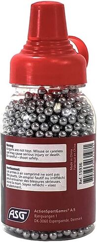 ASG Blaster .177 Caliber /4.5mm BBS for BB Guns | 0.35g Weight per BB | Steel Airgun BBS - 1,500 Count BBS in Round Speedloader Bottle in Kuwait