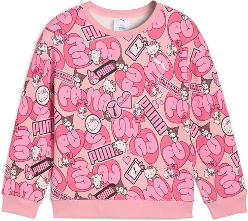 PUMA Kids Girls X Hello Kitty Relaxed Graphic Crew Neck Sweatshirt Casual - Pink in Saudi Arabia