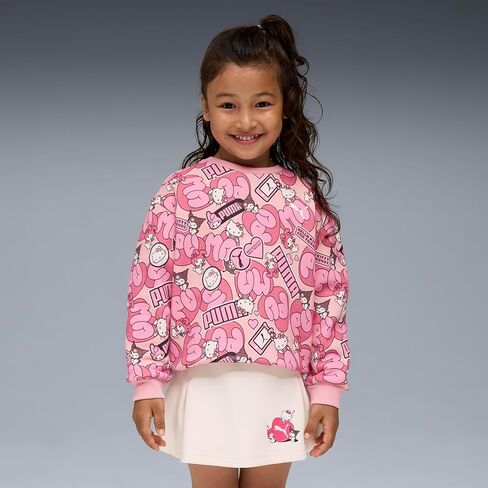 PUMA Kids Girls X Hello Kitty Relaxed Graphic Crew Neck Sweatshirt Casual - Pink in Saudi Arabia