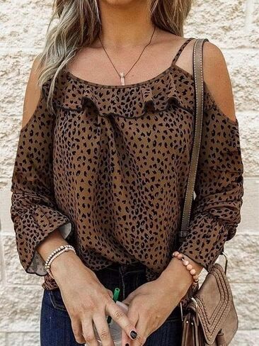 Women's Casual Long Sleeve Shirts Crew Neck Button Pullover Top Fall Fashion Outfits Clothes in Saudi Arabia