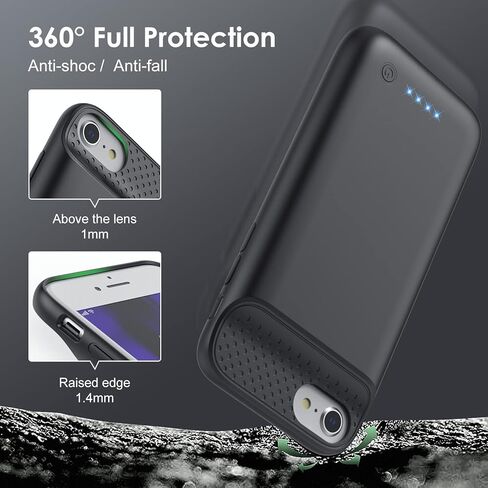 علبة البطارية لـ iPhone 6/6S/7/8/SE (2022/2020) (6.1 بوصة) ، [2024 تم ترقيتها] غطاء حالة الشحن الموسع 7000 مللي أمبير في الساعة لجهاز iPhone 8 ، iPhone 7 ، iPhone 6/6S ، حالة شاحن iPhone SE (أحمر) in Kuwait