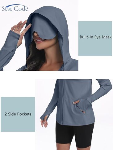 SeSe Code UPF 50+ Hoodie With Eye Mask Womens Zip Up Travel Jackets Sleep Sun Protection Shirts Pockets Outdoor Nap in Saudi Arabia