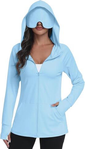 SeSe Code UPF 50+ Hoodie With Eye Mask Womens Zip Up Travel Jackets Sleep Sun Protection Shirts Pockets Outdoor Nap in Saudi Arabia