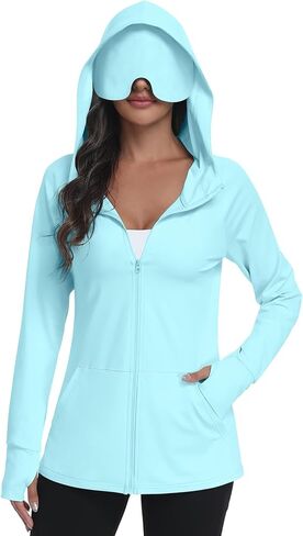 SeSe Code UPF 50+ Hoodie With Eye Mask Womens Zip Up Travel Jackets Sleep Sun Protection Shirts Pockets Outdoor Nap in Saudi Arabia