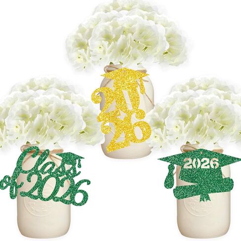 Graduation Tags Centerpiece Party Supplies Jar Label Decoration Glitter Class Signs High School College Table Ideas Maroon in Kuwait