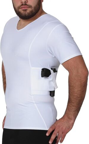 Concealment Compression V-Neck Shirt w/Built-in Holster for Daily Training Home Defense MGV017 in Saudi Arabia