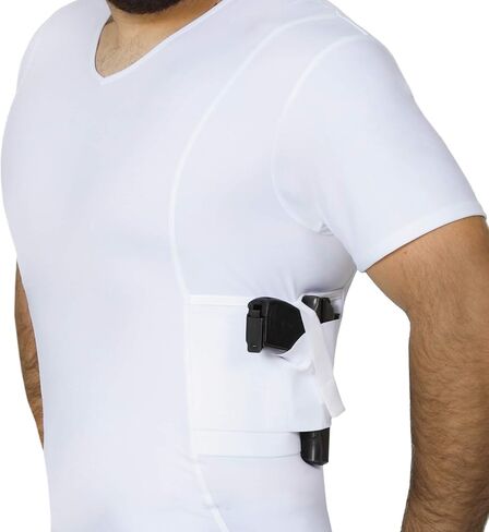 Concealment Compression V-Neck Shirt w/Built-in Holster for Daily Training Home Defense MGV017 in Saudi Arabia