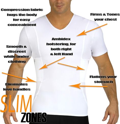 Concealment Compression V-Neck Shirt w/Built-in Holster for Daily Training Home Defense MGV017 in Saudi Arabia