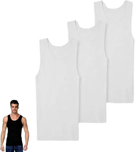 Premium Ultra-Soft Cotton Fitted Tank 3 Packs, Breathable Stretchy Solid Color Casual Undershirts for Men & Women in Saudi Arabia