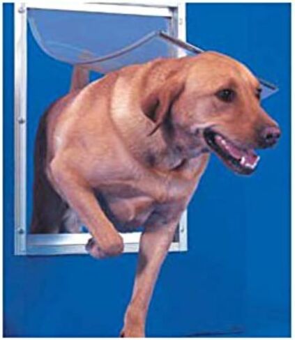 Ideal Pet Products Deluxe Aluminum Pet Door with Telescoping Frame, Medium, 7" x 11.25", White in Kuwait