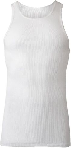Hanes Men's Tank Top Undershirt Pack, Moisture-Wicking Cotton Ribbed Tanks for Men, Multi-Pack, White or Black/Gray - White - 6 Pack in Saudi Arabia