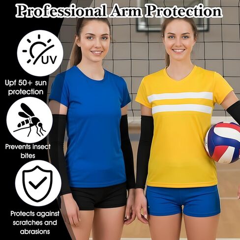 1 Pair Youth Volleyball Arm Sleeves with Thumbhole, Compression Sports Arm Guards with Wrist Protection Pads for Kids Girls Boys, Breathable Elastic Sleeves for Basketball Baseball Football (S) in Saudi Arabia