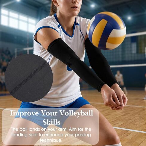 1 Pair Youth Volleyball Arm Sleeves with Thumbhole, Compression Sports Arm Guards with Wrist Protection Pads for Kids Girls Boys, Breathable Elastic Sleeves for Basketball Baseball Football (S) in Saudi Arabia