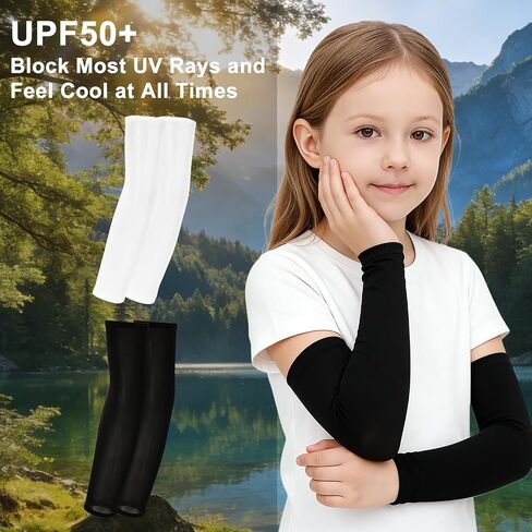 4 Pairs Kids Volleyball Arm Sleeves Youth UV Protective Cooling Sleeves for Teen Girls Boys Basketball Football Sports in Kuwait