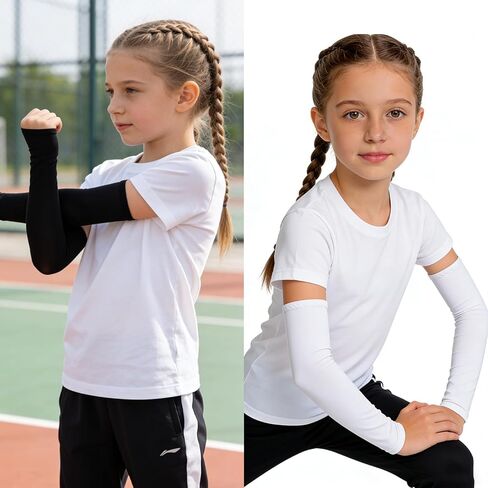 4 Pairs Kids Volleyball Arm Sleeves Youth UV Protective Cooling Sleeves for Teen Girls Boys Basketball Football Sports in Kuwait
