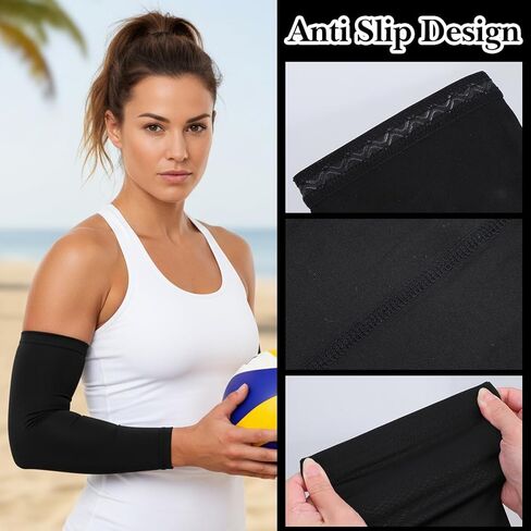 1 Pair Youth Volleyball Arm Sleeves with Thumbhole, Compression Sports Arm Guards with Wrist Protection Pads for Kids Girls Boys, Breathable Elastic Sleeves for Basketball Baseball Football (M) in Saudi Arabia