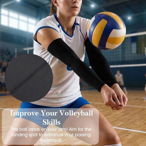 1 Pair Youth Volleyball Arm Sleeves with Thumbhole, Compression Sports Arm Guards with Wrist Protection Pads for Kids Girls Boys, Breathable Elastic Sleeves for Basketball Baseball Football (M) in Saudi Arabia