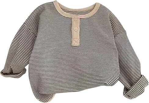 Girls Striped Sweater Collar Long Sleeve Pullover Sweatshirt Kids Toddler Baby Boys Oversized Sweatshirts Classic Knitted Top in Saudi Arabia