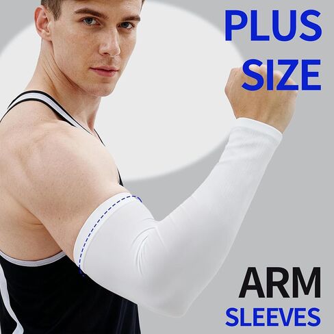 SHEVERCH 2 Pairs Plus Size Arm Sleeves Sun UV Protection Sports Cooling Compression Oversized Sleeves for Men Women in Saudi Arabia