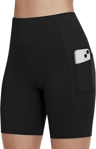Runhit Women's Biker Shorts No Front Seam 4"/6"/8" High Waist Tummy Control Workout Yoga Gym Running Spandex Shorts Pockets in Saudi Arabia