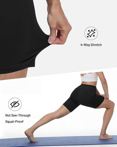 Runhit Women's Biker Shorts No Front Seam 4"/6"/8" High Waist Tummy Control Workout Yoga Gym Running Spandex Shorts Pockets in Saudi Arabia