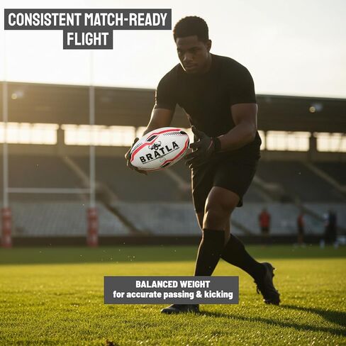 Pro Match Rugby Ball Size 5 – Hand-Stitched Match & Training Ball with High-Grip Rubber, Precision Flight for Passing & Kicking – Ideal for Clubs, Schools & Competitive Play in Kuwait