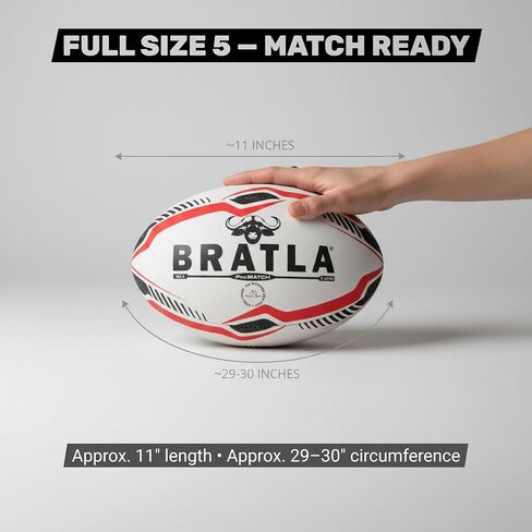 Pro Match Rugby Ball Size 5 – Hand-Stitched Match & Training Ball with High-Grip Rubber, Precision Flight for Passing & Kicking – Ideal for Clubs, Schools & Competitive Play in Kuwait