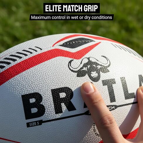 Pro Match Rugby Ball Size 5 – Hand-Stitched Match & Training Ball with High-Grip Rubber, Precision Flight for Passing & Kicking – Ideal for Clubs, Schools & Competitive Play in Kuwait