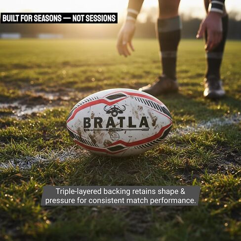 Pro Match Rugby Ball Size 5 – Hand-Stitched Match & Training Ball with High-Grip Rubber, Precision Flight for Passing & Kicking – Ideal for Clubs, Schools & Competitive Play in Kuwait