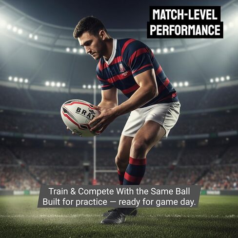 Pro Match Rugby Ball Size 5 – Hand-Stitched Match & Training Ball with High-Grip Rubber, Precision Flight for Passing & Kicking – Ideal for Clubs, Schools & Competitive Play in Kuwait