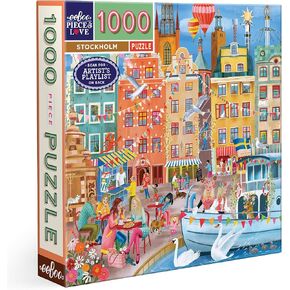 eeBoo Piece & Love: Stockholm - 1000 Piece Puzzle - Adult Square Jigsaw, 23x23, Includes Image Reference Insert, Glossy Pieces in Kuwait