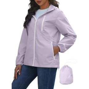 Lightweight Rain Jacket Women Packable Wind Breaker Light Rain Jacket Women Waterproof Travel Raincoat S-XXL in Kuwait