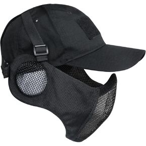 قناع Airsoft نصف الوجه وقبعة مجموعة قناع شبكي فولاذي مع حماية الأذن وقبعة بيسبول قناع وقائي تكتيكي للعبة CS BB Gun Paintball Hunting Shooting in Kuwait