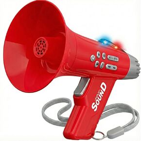 Voice Changer Megaphone for Kids, Pink, 4 Voice Modes with Colorful Lights, Volume and Echo Controls, Includes Neck Strap, Ages 3-8 (Red) in Saudi Arabia