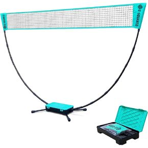 مجموعة شبكة كرة الريشة المحمولة للفناء الخلفي - إعداد خالٍ من الأدوات لمدة 60 ثانية، شبكة قائمة بذاتها بطول 5 أقدام، 1.98 رطل، صندوق تخزين مدمج، ألعاب للأطفال والعائلة في الهواء الطلق - الشاطئ، الحديقة، الممر، داخلي (أزرق) in Kuwait