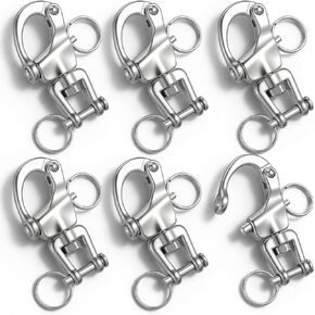6 Pack Swivel Eye Snap Shackle, 316 Stainless Steel Clevis Swivel Jaw Swivel Shackle Marine Grade Sailing Halyard Shackle Quick Release Snap Hook for Boat Rigging Industrial Lifting Climbing in Kuwait