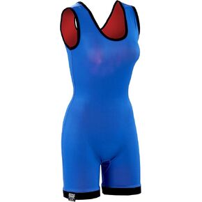 Matman USA The Reversible Women's & Girl's Wrestling Singlet Freestyle Greco Roman Folkstyle Royal/Red - Made in U.S.A. in Kuwait